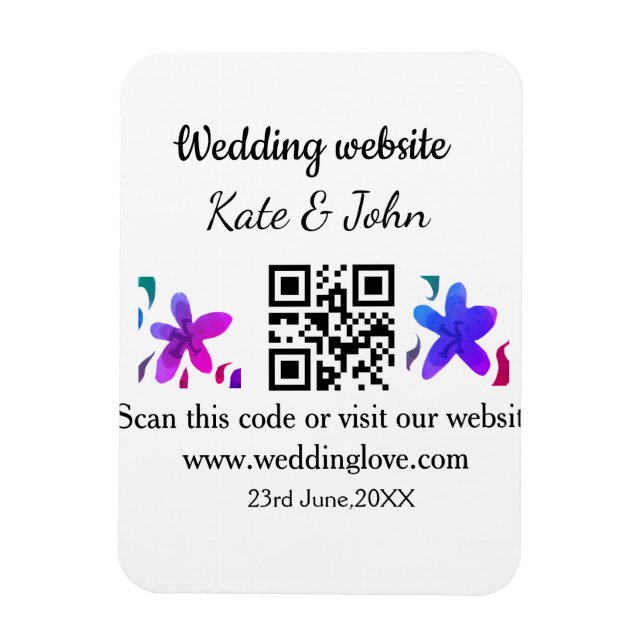Magnet Flexible Site web mariage minimal simple Q R code ajouter n (Vertical)