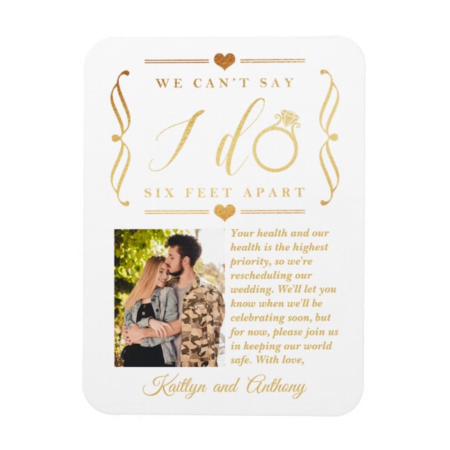 Magnet Flexible Six Feet Apart Wedding Postponement Change of Date (Vertical)
