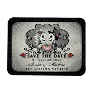 Magnet Flexible Skeletons d'Halloween gris noir et coeur rouge