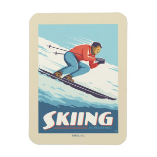 Magnet Flexible Ski est croire Retro Print