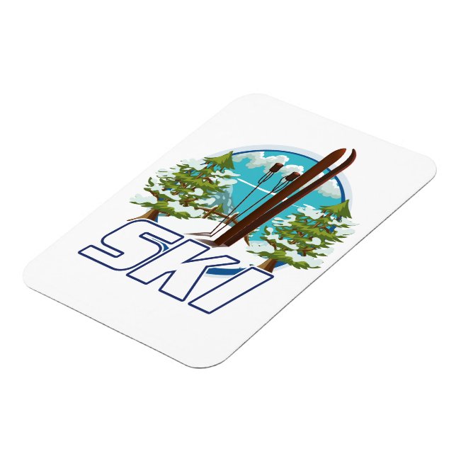 Magnet Flexible Ski, logo d'affiche de ski. (Côté Gauche)