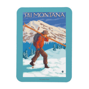 Magnet Flexible Skier transportant ski de neige - Montana
