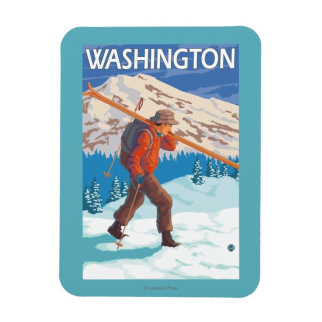 Magnet Flexible Skier transportant ski de neige - Washington (Vertical)