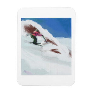 Magnet Flexible Skiing Snow Mountain Art