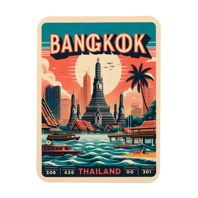 Magnet Flexible Skyline de Bangkok - Thailande cadeaux de voyage (Vertical)