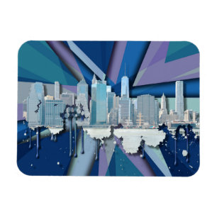 Magnet Flexible Skyline de New York   Bleu 3D
