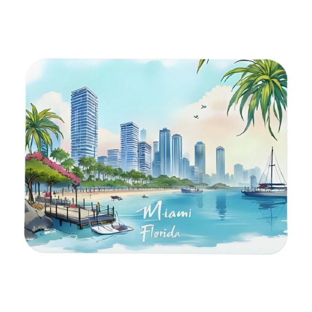 Magnet Flexible Skyline Miami City Floride (Horizontal)