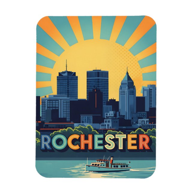 Magnet Flexible Skyline Rochester dynamique au coucher du soleil (Vertical)