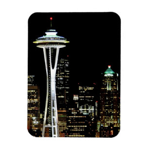 Magnet Flexible Skyline Seattle la nuit, avec Space Needle.