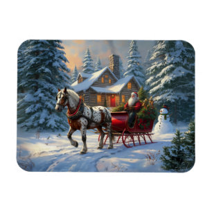 Magnet Flexible Sleigh Père Noël à cheval de Noël