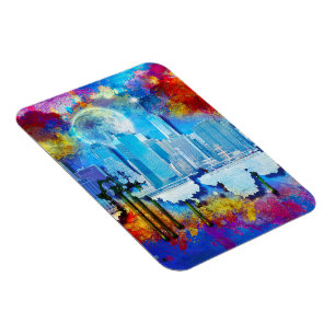 Magnet Flexible SlipperyJoe NYC graffiti lune entourée de tourbill