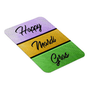 Magnet Flexible SlipperyJoe's Happy Mardi Gras violet or vert b