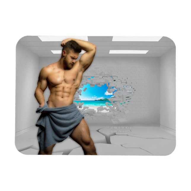 Magnet Flexible SlipperyJoe's Man serviette brisée mur de brique b (Horizontal)