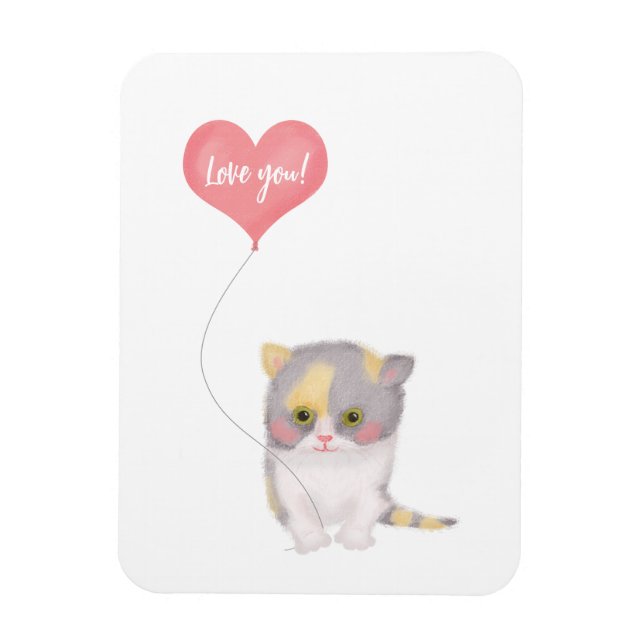 Magnet Flexible Smitten Kitten 'Love you' Saint Valentin aimant (Vertical)