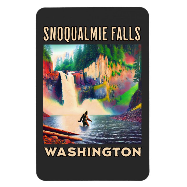 Magnet Flexible Snoqualmie Falls Washington Shirt, Sasquatch (Vertical)
