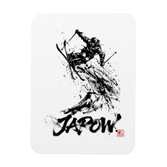 Magnet Flexible Snowboard Brush Art - Skier jump (Vertical)
