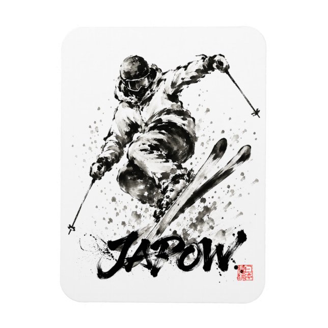 Magnet Flexible Snowboard Brush Art - Skier Light (Vertical)