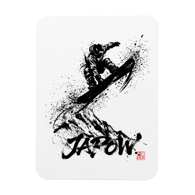 Magnet Flexible Snowboard Brush Art - Snowboarder Grab Jump (Vertical)