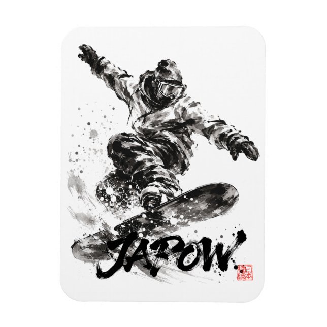 Magnet Flexible Snowboard Brush Art - Snowboarder Light (Vertical)