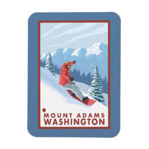 Magnet Flexible Snowboarder Scene - Mount Adams, Washington