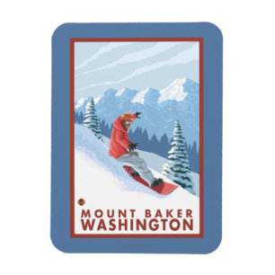 Magnet Flexible Snowboarder Scene - Mount Baker, Washington