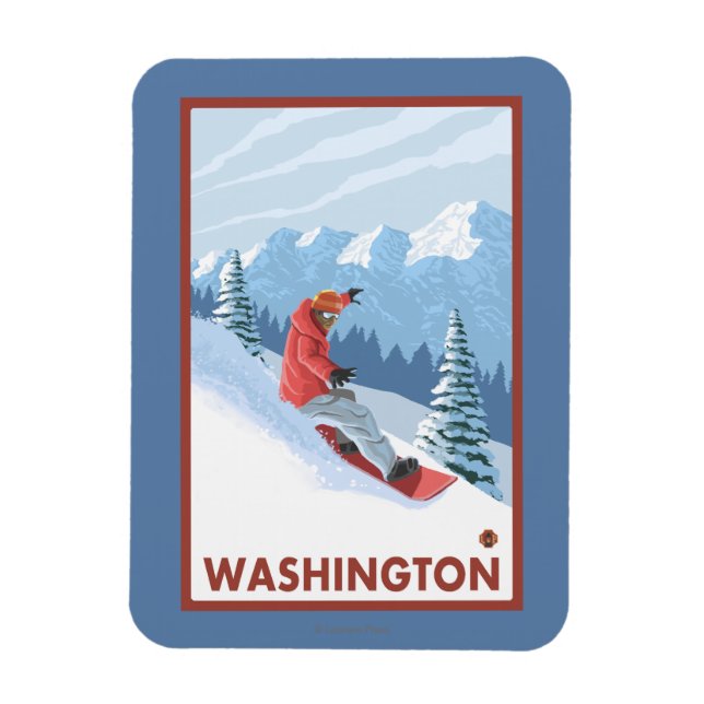Magnet Flexible Snowboarder Scene - Washington (Vertical)