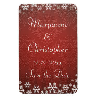 Magnet Flexible Snowflakes et Red Damask Enregistrer la date