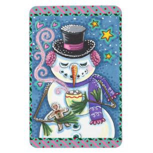 MAGNET FLEXIBLE SNOWMAN, GINGERPREAD MAN & MUG OF CHOCOLAT CHAUD