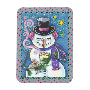 MAGNET FLEXIBLE SNOWMAN, GINGERPREAD MAN & MUG OF CHOCOLAT CHAUD