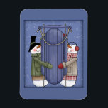 Magnet Flexible Snowman lunaire avec luge<br><div class="desc">Belle conception de Noël fantaisiste. Idéal comme un petit cadeau pour la famille, les amis, les partenaires d'affaires et les clients.</div>