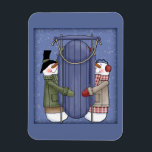 Magnet Flexible Snowman lunaire avec luge<br><div class="desc">Belle conception de Noël fantaisiste. Idéal comme un petit cadeau pour la famille,  les amis,  les partenaires d'affaires et les clients.</div>