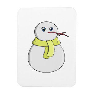 Magnet Flexible Snowman portant une écharpe jaune