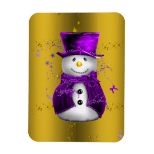 Magnet Flexible Snowman violet à Noël d'or