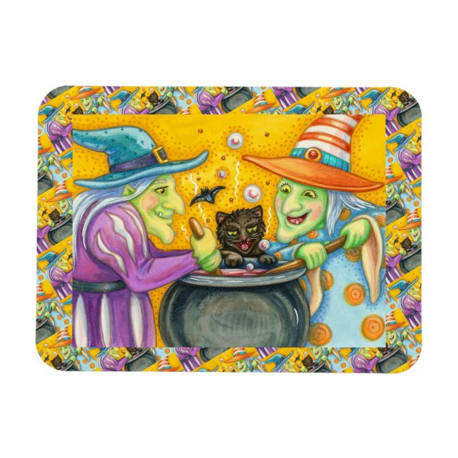 MAGNET FLEXIBLE SOEURS DE TÉMOIGNAGE, CHAT NOIR & HALLOWEEN BREW (Horizontal)