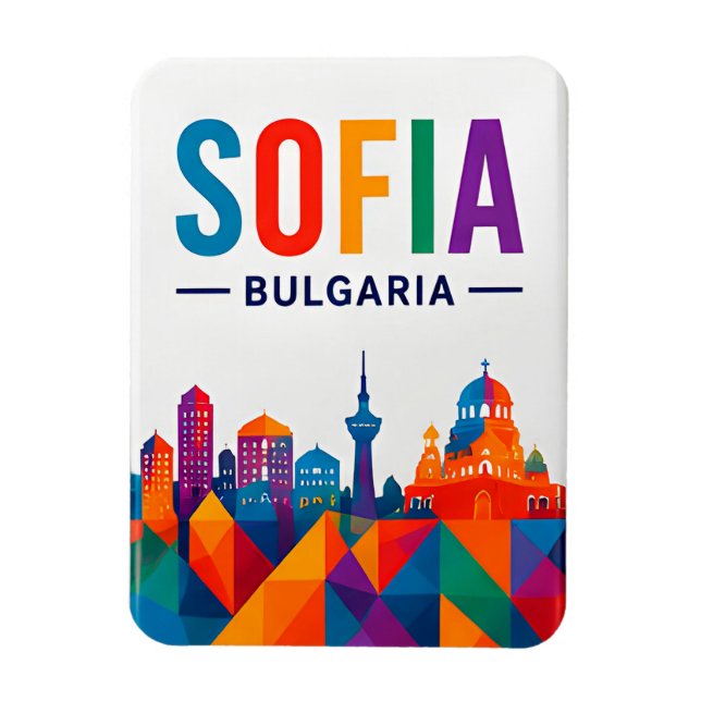 Magnet Flexible 🧲 Sofia Bulgarie Aquarelle Skyline Souvenir 🎨 (Vertical)