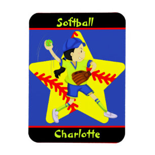 Magnet Flexible Softball Girls Star Pitcher Personnalisé