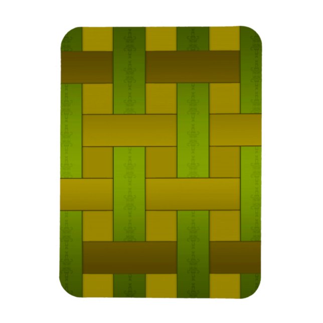 Magnet Flexible Soie jaune vert transparent doublée motif m rayé (Vertical)
