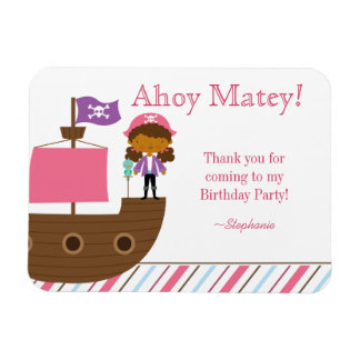 Magnet Flexible Soirée d'anniversaire de pirate pour fille rose mi