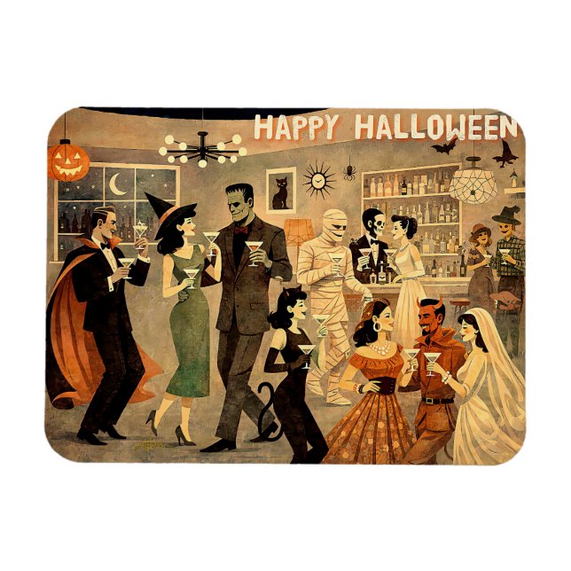 Magnet Flexible Soirée Martini Halloween Rétro Milieu de Siècle 40 (Horizontal)