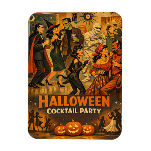 Magnet Flexible Soirée Martini Halloween Rétro Milieu de Siècle 50