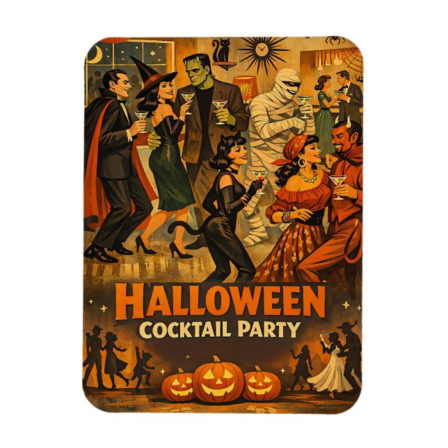 Magnet Flexible Soirée Martini Halloween Rétro Milieu de Siècle 50 (Vertical)