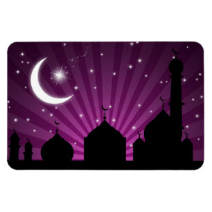 Magnet Flexible Soirée Mosquée Silhouette Violet - Aimant Flexible