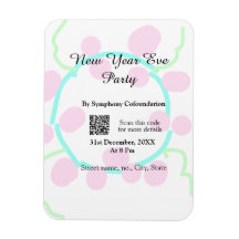 soirée nouvel an scan QR RSVP nom rose bleu