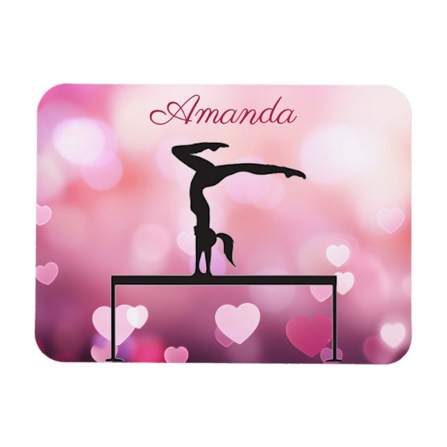 Magnet Flexible Solde de gymnastique Coeurs rose poutre (Horizontal)