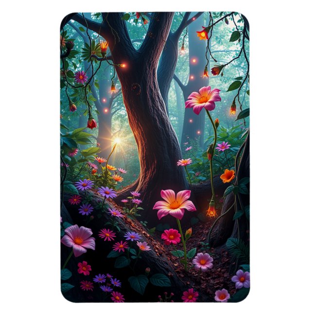 Magnet Flexible Soleil dans une forêt de fées lunaires (Vertical)