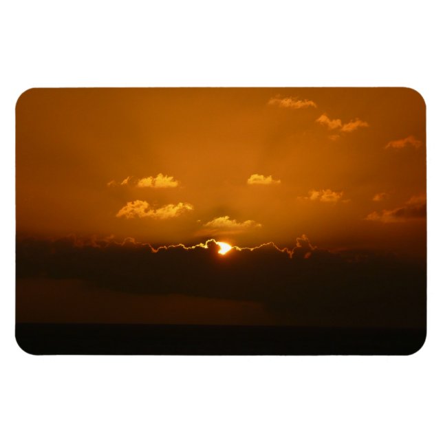 Magnet Flexible Soleil Derrière les nuages I Orange Sunset Photo (Horizontal)