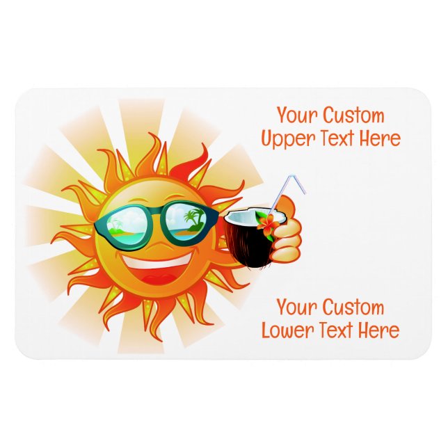 Magnet Flexible Soleil Tropical Texte Personnalisé (Horizontal)