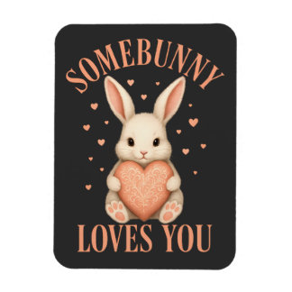 Magnet Flexible Somebunny Loves You Cute Bunny on Dark Charcoal