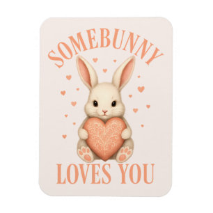 Magnet Flexible Somebunny Vous Aime Joli Lapin sur Douce Rouge à J