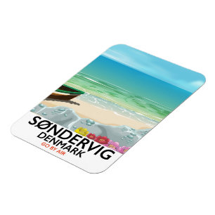 Magnet Flexible Søndervig Danemark affiche de voyage de plage